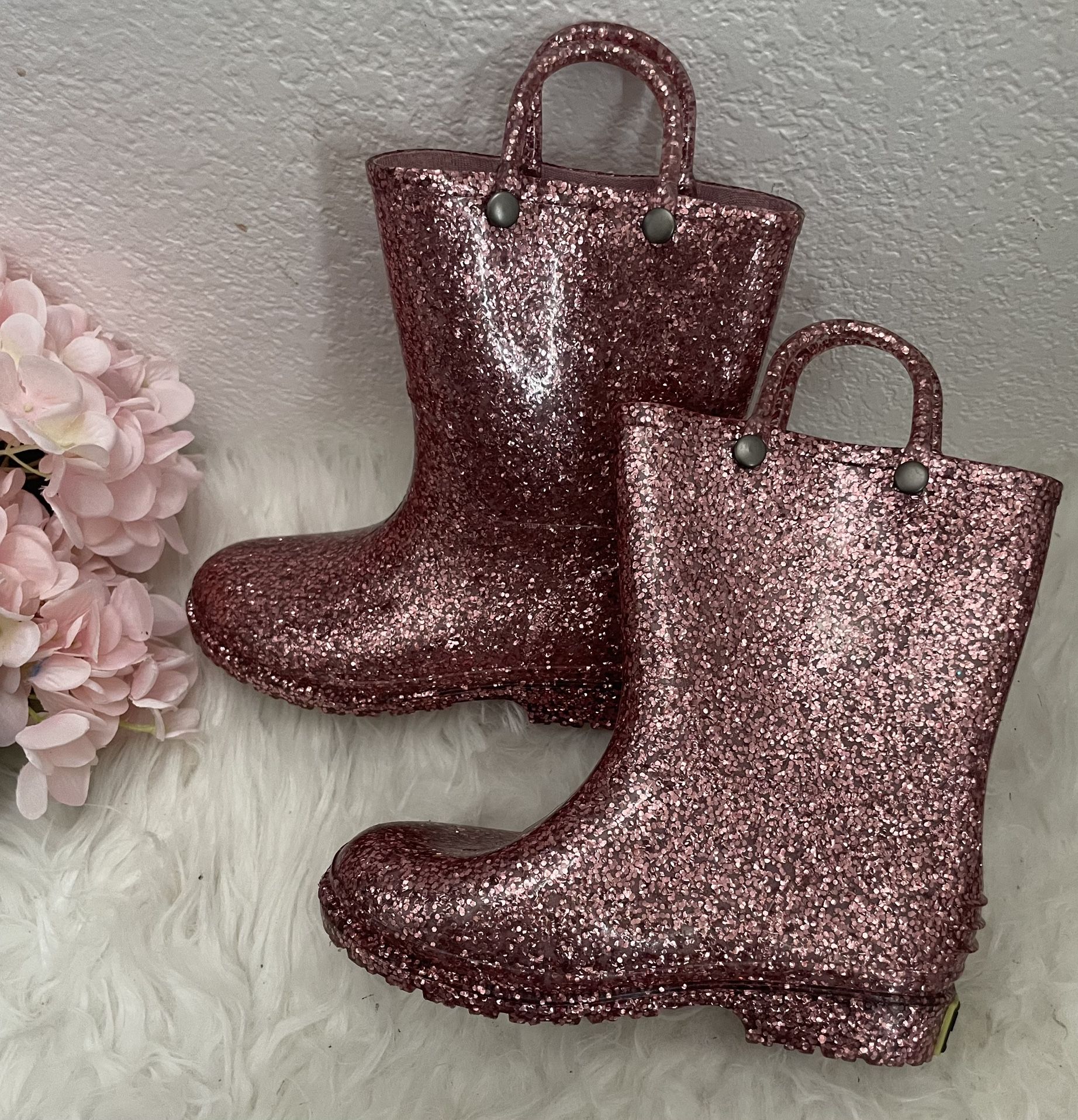 Western Chief Girls Pink Glitter Rain Boots