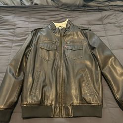New Mens Brown Faux Leather Levis Jacket - Never Worn - Size Large