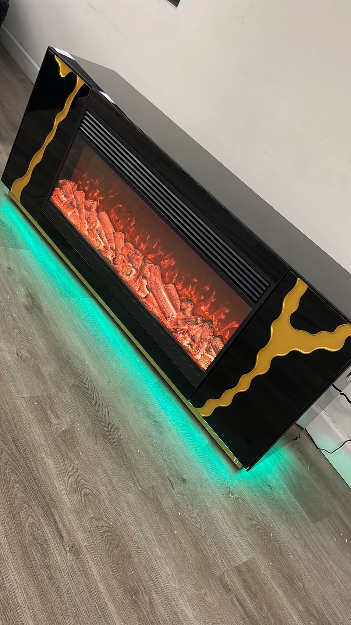 BLACK OR WHITE TV STAND W/ HEATER & LED LIGHTS