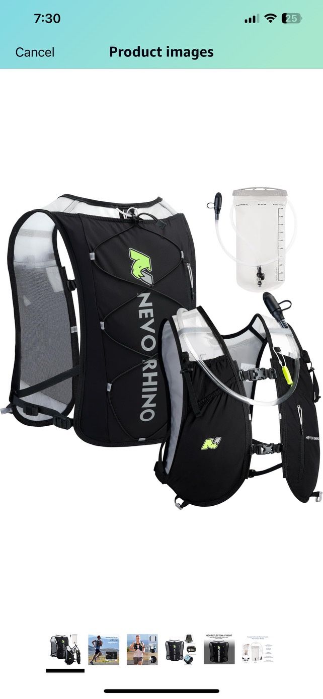 N Nevorhino running hydration 5.5L running vest,Unisex w/2 liter TPU H2O bladder