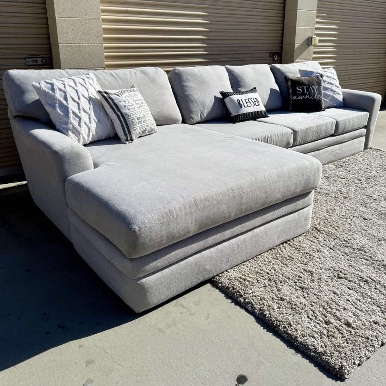 Living Spaces Gray 2-Piece Chaise Sectional Sofa Couch