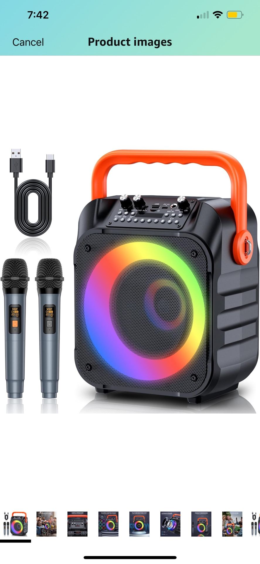 Karaoke Machine with 2 Wireless Microphones,Portable Karaoke Machine for Adults & Kids,Karaoke Microphone with PA System,Karaoke Speaker Supports for
