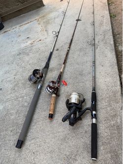3 ) fishing rods with reels