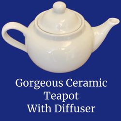 Ceramic Tea Pot With Diffuser - White - Like New