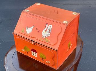 Vintage Hand-Painted Metal Bread Box