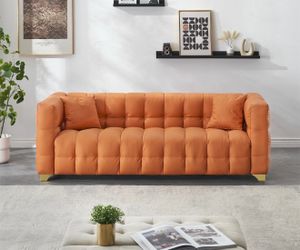 Jocelynne Modern 80" sofa with two throw pillows for living room