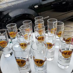 Set Of 17 Hard Rock Cafe Shot Glasses