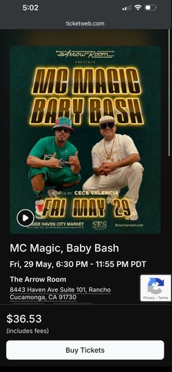 MC magic/Baby Bash 4 tickets!!!!