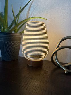 Pair of Clay & Wood Table Lamps – Matching Set of 2