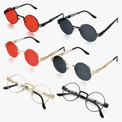 Kanayu 6 Pairs Round Sunglasses Circle Steampunk Glasses for Men Women Gothic Vi
