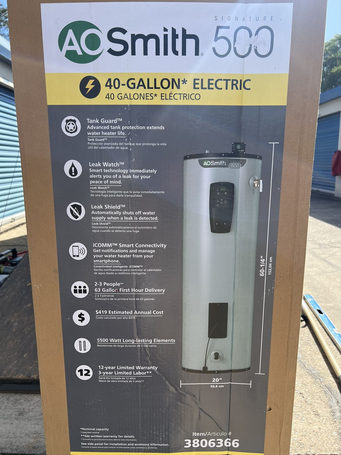 AO Smith 40 Gallon 5500 Watt Electric Water Heater