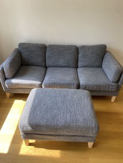 World Market Gray Mid-Century Modern Sofa with Ottoman