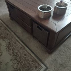 Cherrywood Coffee Table And End Table, Lots Of Storage
