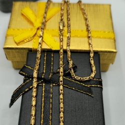 Solid 18kt Gold Baht Style Chain Cadena Estilo Baht En Oro 18kt Solido