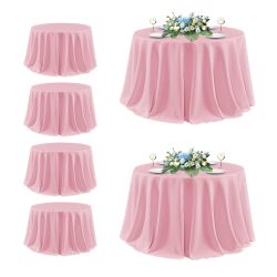 Sancua Round Tablecloth 132 Inch Diameter, 6 Pack - Circle Polyester Fabric Table Cloth For Wedding Party Reception Banquet Birthday, Washable Formal 