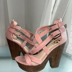 G by Guess sandals wedge womens pink sissy heels