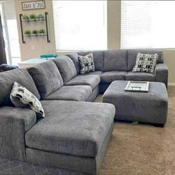 Gray Sectional Couch With Chaise U Shape 3 Piece Sectional Color Options 💛 No Needed Credit Check 💛 $39 Down Payment with Financing