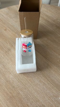 Glass Cup with Bamboo Lid and Straw