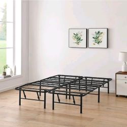 Mainstays King 14-inch Quad Fold Steel Platform Bed Frame, Black