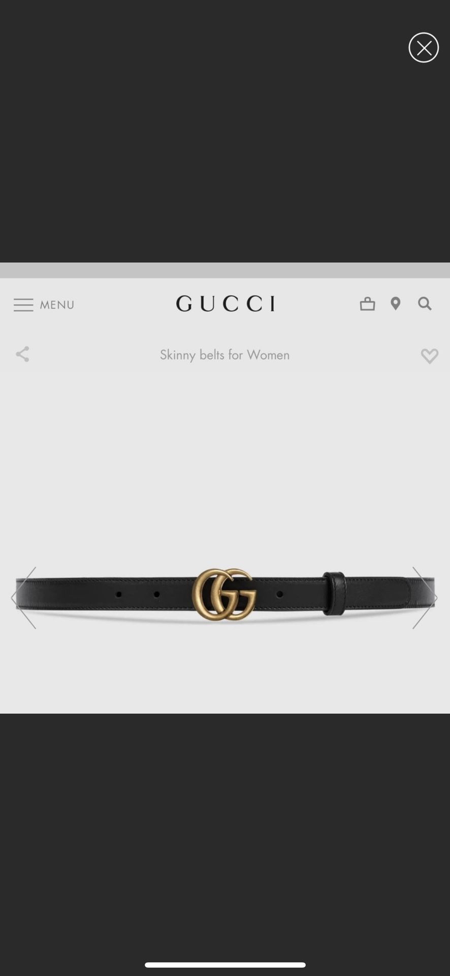 Authentic Gucci GG Skinny High Waist Belt