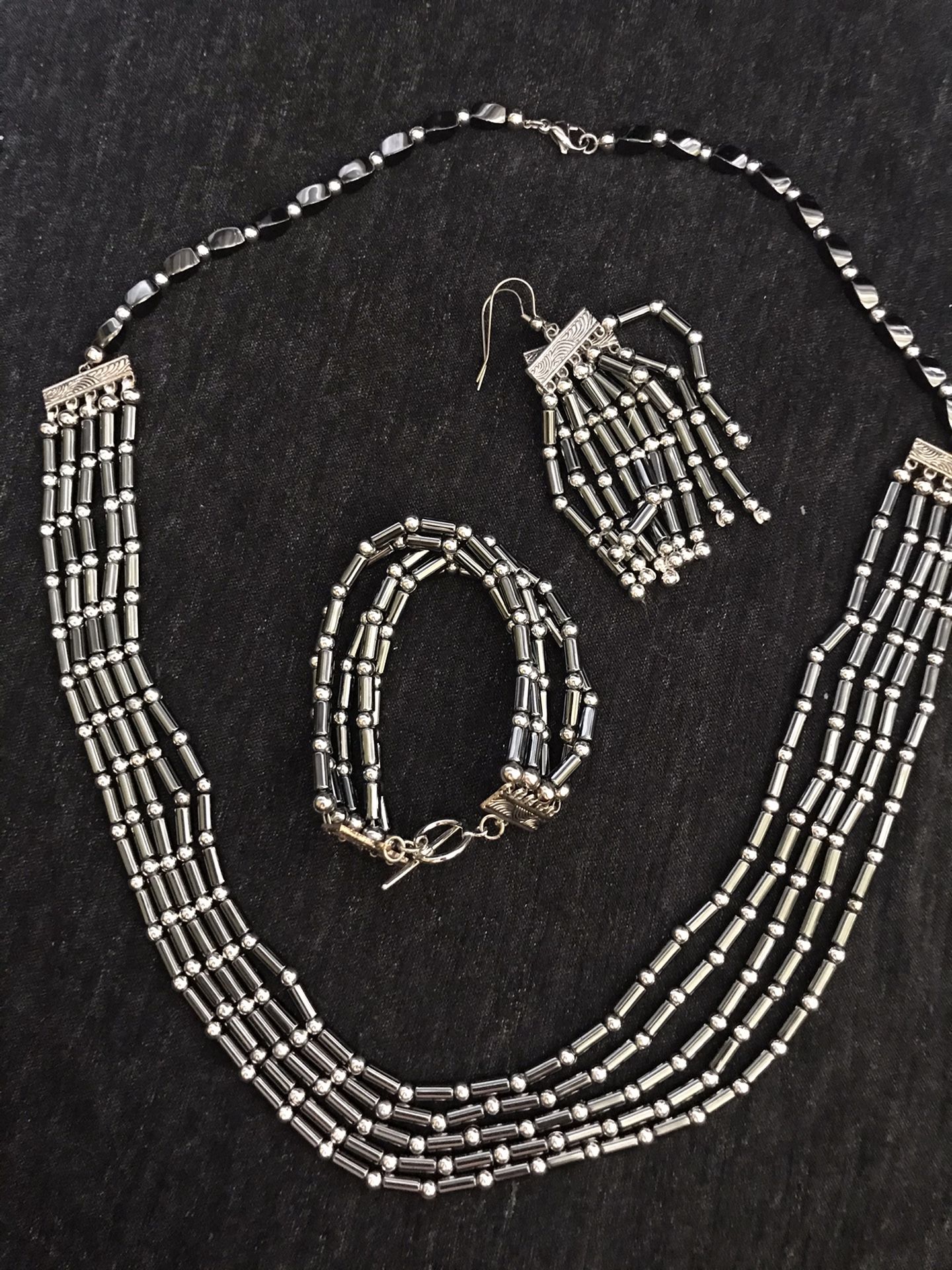Hematite Necklace, Bracelet & Earrings