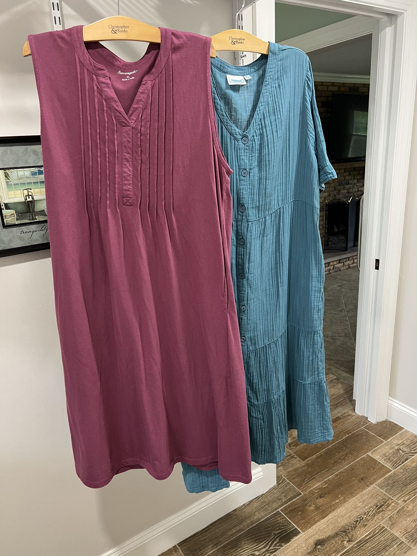 100% Cotton Dresses XL Purple & Teal