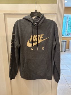 Nike Air Hoodie Gray Gold Logo Pullover Sweatshirt