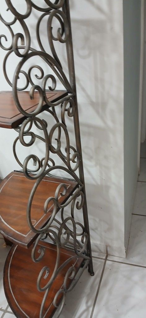 Wood And Metal Corner Shelf