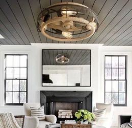 Fan Blade 14.96 in. 19.7 in. Indoor Black Bohemian Hemp Rope Ceiling Fan Light, Bulb Not Included, with Remote Control