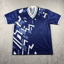 Vintage Score Soccer Jersey Men’s M Blue Geometry Striped Made in USA #2A