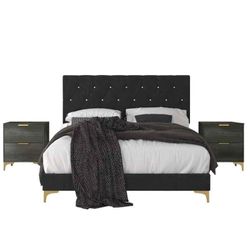 🖤 Modern Black Queen Bedroom Set – Limited Stock! 🖤