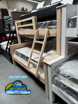 Twin over full whitewash bunk bed with mattress colchones camas
