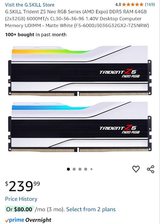 Memory- G.Skill Trident Z5 DDR-5 6000 2x32GB AMD Expo