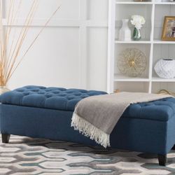 Christopher Knight Home Storage Ottoman Bench – Dark Blue / Dark Brown (Like New)