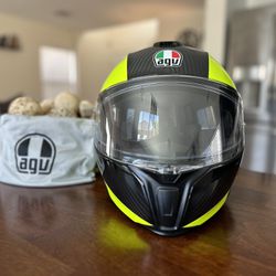 AGV Sportmodular Carbon/Hi-Vis Yellow Modular Motorcycle Helmet Size XL w/Sena