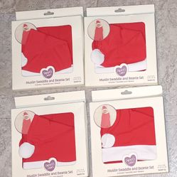 Parents Choice Christmas Santa Swaddle And Beanie Set $5 Each 