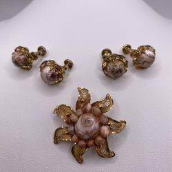 12k Gold Filled Earrings And Brooch 