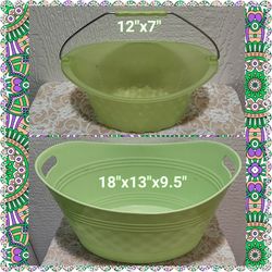 TWO GREEN PLASTIC STORAGE 