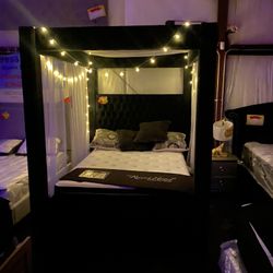 Reduced New Velvet Bluetooth Canopy Bed Frame