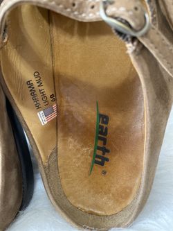 Earth Kharma Women's Mary Jane Flats Brown Leather Shoe Size 6 B