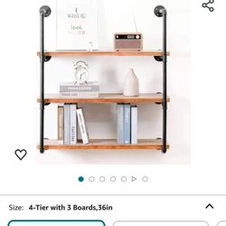 Solid Wood Floating Pipe Shelving