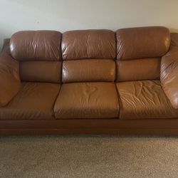 Brown Real Leather Couch