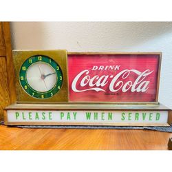 RARE - HTF Vintage 1950s Coca Cola Lighted Counter Clock - All Original Condition, Working!