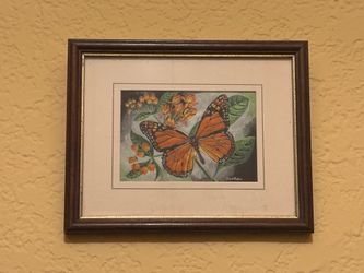 Vintage Cash’s of Coventry Woven Silk Art - Monarch Butterfly Framed Wall Decor