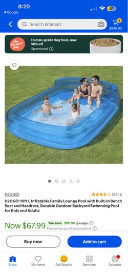 H2OGO! 10ft L inflatable Family Lounge Pool with built-in bench seat and headrest Durable outdoor Backyard swimming pool for kids and adults $60 OBO