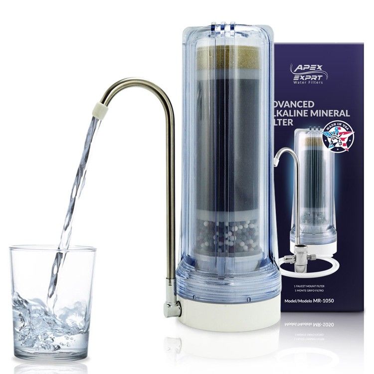 APEX MR-1050 Countertop Water Filter 5 Stage Alkaline pH Reduces Chlorine Clear