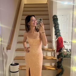 salmon/light pink prom dress