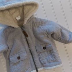 Carter's Baby Boys Girls 6 Months Unisex Gray Sherpa Lined Coat Jacket