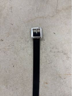 Men's Black Dress Belt Solid 1" Width Metal Silver Buckle Size M Regular