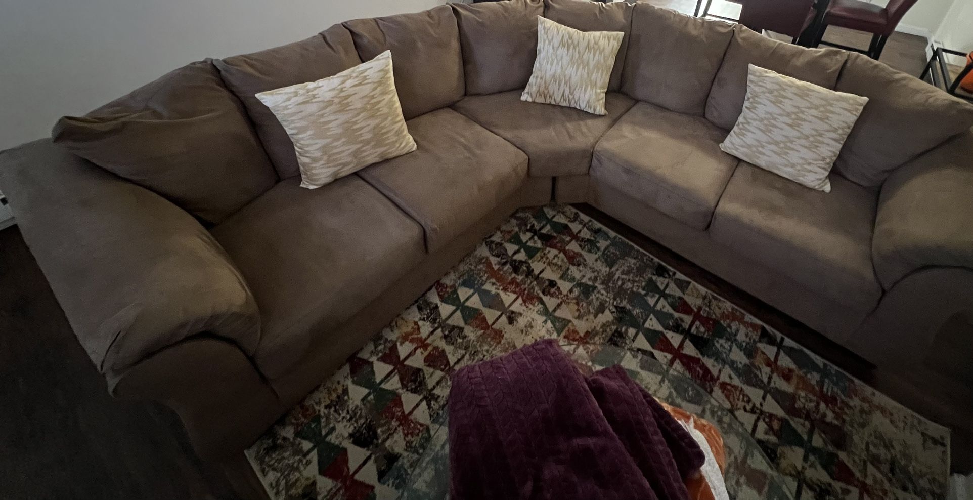 Big Sectional Dark Tan Couch